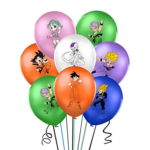 REYOK Kit de Decoraciones de Cumpleaños de Dragon Ball Globos de Látex de Dragon Ball Cupcake Toppers Pancarta de Fiesta de Goku Suministros de Fiesta Temáticos