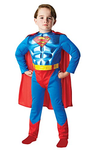 Rubie 's 888191 - Disfraz infantil, diseño de Superman de DC Comics, con pecho metálico, Multicolor, Talla pequeña (3-4 años)