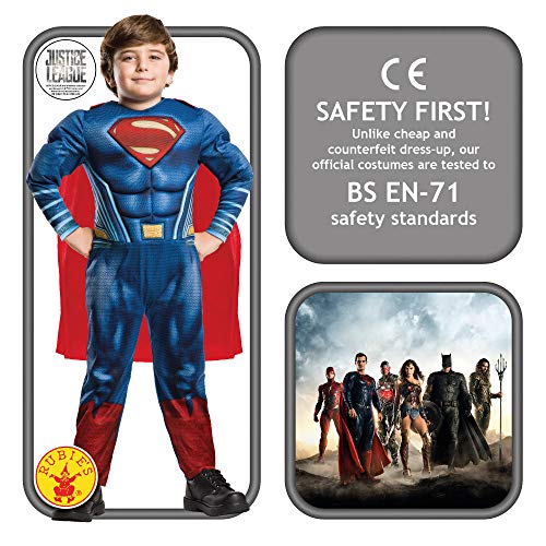 Rubies- Deluxe Superman Justice League Disfraz Infantil, Multicolor, M (5-6 años) (640813-M)