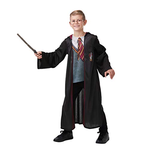 Rubies - Disfraz oficial de Harry Potter Gryffindor de lujo, incluye varita y vasos, tamaño de niños de 9 a 10 años