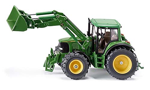 SIKU 3652, Tractor John Deere con cargador frontal, 1:32, Cargador frontal móvil, Cabina desmontable, Metal/Plástico, Verde