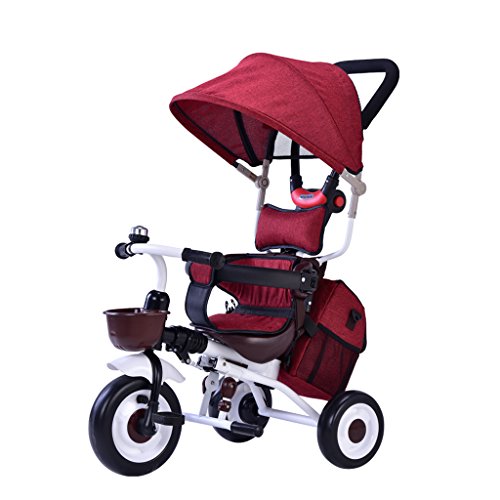 Sillas de paseo Cochecito de bebé Triciclo plegable multifuncional ultrafino de la manera de las mujeres, manija desmontable del empuje con la bici del triciclo del pedal de los muchachos y de las muc