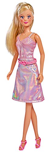 Simba Steffi Love Glitter & Glam / 2 Modelos Surtidos / Se suministra Solo un artículo / muñeca en un Vestido Brillante con cinturón y Maquillaje Brillante / 29 cm / para niños a Partir de 3 años