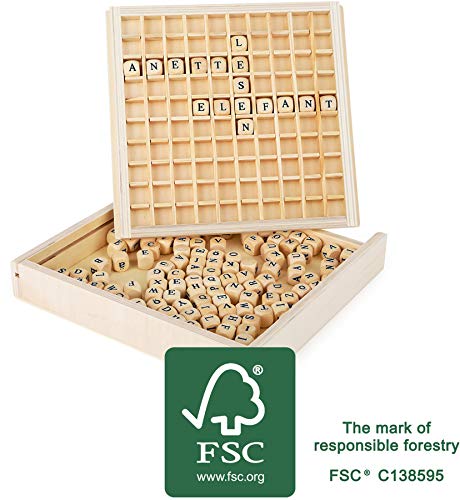 small foot company- Formar Palabras, Juego Madera, Apoyo para Aprender primeras lecturas Juguetes, Multicolor (Small Foot by Legler 10952)