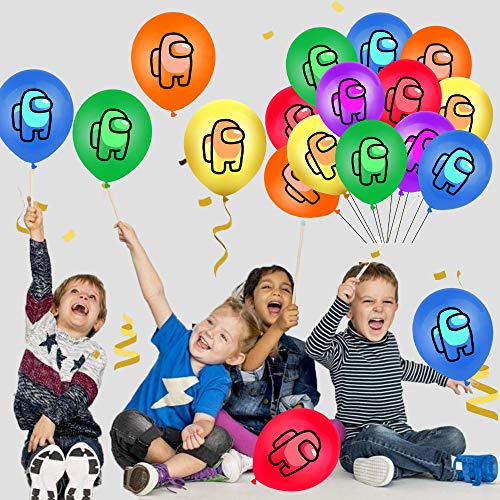 smileh Cumpleaños Decoracion de Among Us Globos Pancarta de Feliz Cumpleaños de Juegos para niños adultos Decoraciones de Fiesta