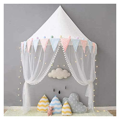 Srfghjs Tienda de niños Tipi niños Carpas La Casita Castillo de algodón Plegable Carpa Dosel de la Cama Cortina Cuna Red (Color : Triangle Flag)