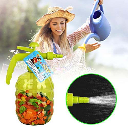 sunflowerany Bomba Globos Agua con 500 Globos Llenadora de Globos de Agua Botella con Hinchador 3 en 1 Portátil de Botella Rociadora de Juguete de llenado para Jardín al Aire Libre Juegos de Fiesta