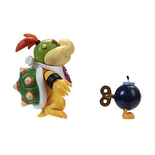 Super Mario Bowser Jr Figura de acción de Juguete Coleccionable de 4 Pulgadas con Accesorio Bob-Omb