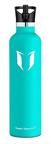 Super Sparrow Botella Agua Acero Inoxidable - Botella Agua Niños - 1L - Botella Termica Boca Estándar - Sin BPA , para Niños & Adultos, Deporte, Oficina, Yoga, Ciclismo