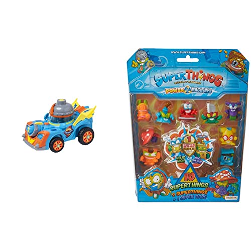SUPERTHINGS RIVALS OF KABOOM- Vehículos y figuras coleccionables (Magic Box PSTSP112IN50) + Power Machine Blíster 10 Figuras, Contiene 9 y 1 Dorado, PST7B016IN00