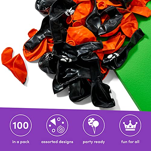 THE TWIDDLERS 100 Globos de Latex para Fiestas de Halloween - Negros y Naranja Fiesta de Halloween Globo, Decoración de Halloween
