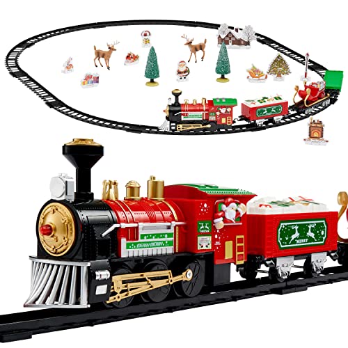 THE TWIDDLERS -Tren de Navidad Eléctrico de 30 Piezas, Tren De Juguete Festivo A Pilas con Vías Y Divertidos Accesorios