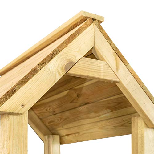 Tidyard Parque Infantil tobogán, Columpios y Escalera 285x305x226,5 cm,Parque Infantil de Madera MultiFlyer con Columpio y tobogán Verde, Torre de Escalada de Exterior con Techo