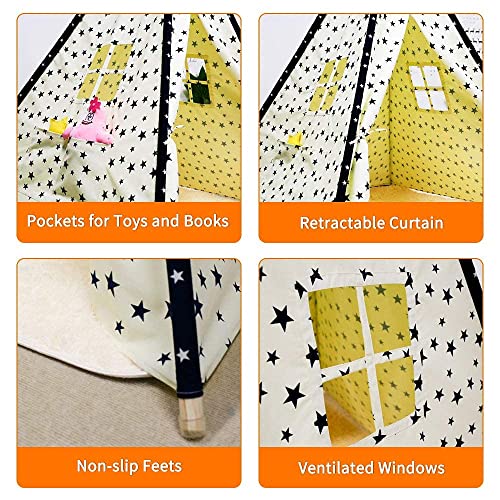 Tipi Infantil Navidad Tienda para niños con Alfombras - Tienda de Campaña | Teepee de Lona de Algodón para Niños & Niñas de Interior & Exterior
