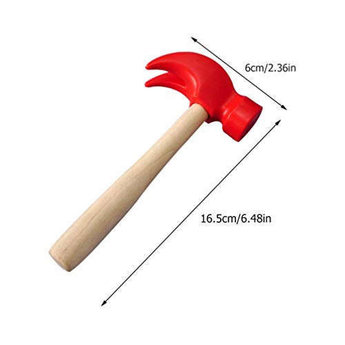 Toddmomy Martillo de madera para niños, simulación de martillo, herramientas de mantenimiento para niños pequeños, así como juguetes educativos, regalos (rojo)