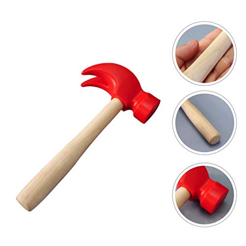 Toddmomy Martillo de madera para niños, simulación de martillo, herramientas de mantenimiento para niños pequeños, así como juguetes educativos, regalos (rojo)