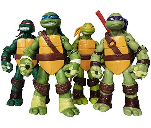 Tortugas Ninja Set,Teenage Mutant Ninja Turtles Figura, Acción Modelo de Personaje Colección de Cumpleaños para Niños,12cm