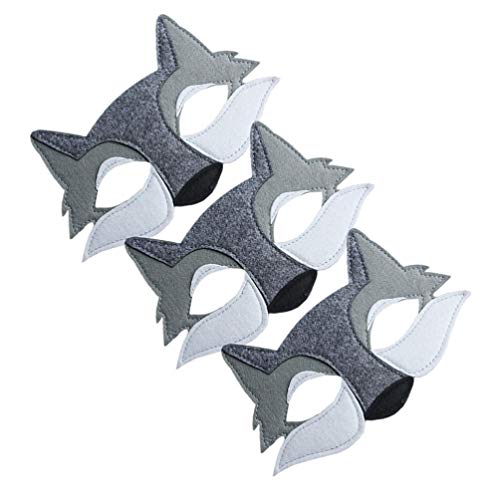 TOYANDONA 3 Piezas Mascarilla de Lobo Fieltro Máscaras de Animales Accesorios para Fiestas de Disfraces Favores para Fiestas de Cumpleaños