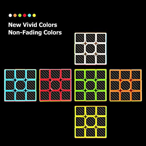 TOYESS Cubo de Velocidad Set, 2 Pack Speed Cube 3x3 Clásico + 2x2x2 Cubo Mágico Fibra de Carbono, Rompecabezas Juguetes & Regalo Navidad para Principiantes y Pro