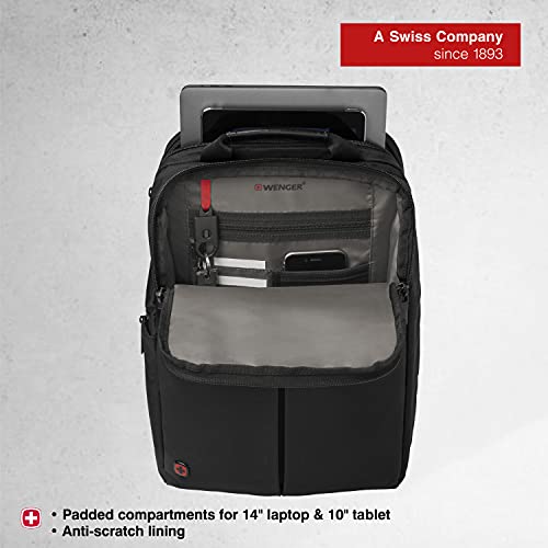Wenger 601068 Reload - Mochila para portátil, Negro, 14" (35,5 cm) Compartimento acolchado para laptop con iPad / Tablet / eReader Pocket en negro (11 litros)