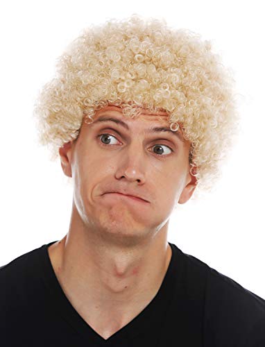 WIG ME UP - MMAM-9M-K8692 Peluca para Mujeres Hombres Carnaval Payaso Afro rizos Cortos densos Cabello Crespo Rubio