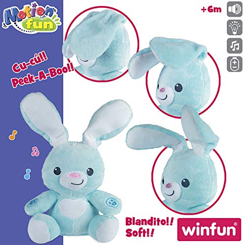 winfun - Conejito peluche interactivo, Peluche bebé, Juguetes bebe 6 meses, Juguetes bebés, Peluche luz y sonidos, Peluches bebes recien nacidos, Juguete musical bebe, Primera infancia, Winfun