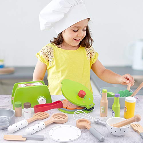 wivarra Juguetes de Cocina para NiñOs Cocina de Bricolaje Juego de SimulacióN SimulacióN Cocina de Madera Juguetes de Comida para NiñOs Juego de Juguetes - MáQuina de Panqueques