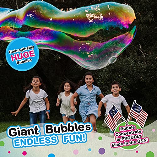 WOWMAZING Kit Plus de Grandes Pompas - Gran Valor - Incluyendo Grandes Pompas Varitas y Solución Concentrada de Burbujas Gigantes (Hace 4 litros de Pompas Grandes)