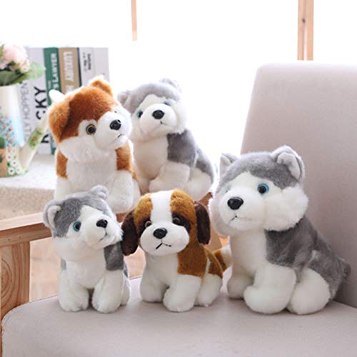 Y6osemitePlush Almohada Mascotas Simulación Husky Akita Perro Peluche Peluche Animal Muñeca Gordita Super Suave Juguete para Niñas Hogar Oficina Escritorio Decoración - 28cm Perro San Bernardo
