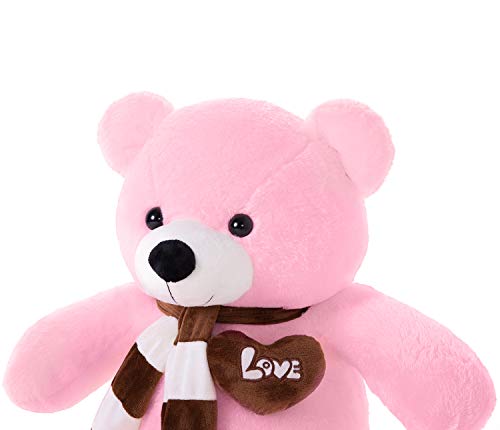 YunNasi Oso de Peluche Grande Animales de Peluche Juguetes Oso Suave con Bufanda Cojín de Felpa Teddy (Rosa, Grande)