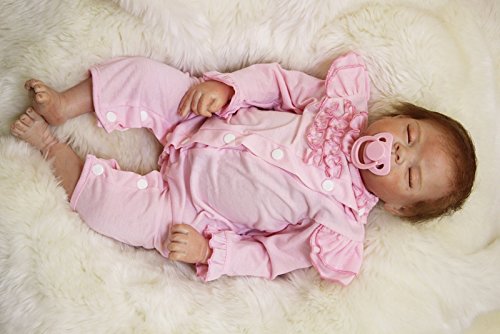 ZIYIUI 55 cm 22 Pulgadas Muñeca Bebes Reborn Silicona Blanda Reborn Muñecos Bebé Recién Nacido Hecho a Mano Regalo de Juguete Baby Doll Bebe Reborn niña Ojos Cerrados