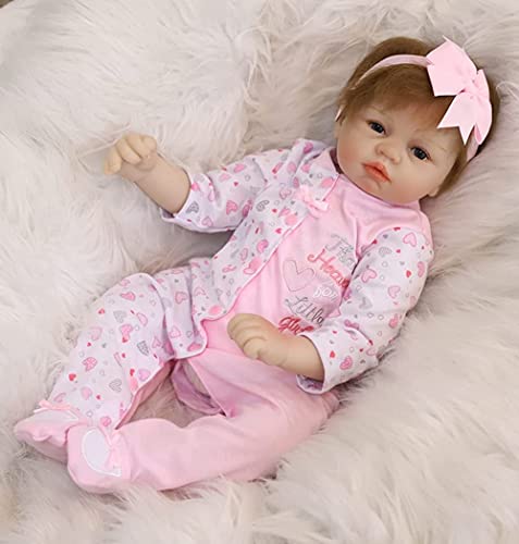 ZIYIUI Bebes Reborn niñas Muñecas Reborn Silicona Reales Recien Nacidos Toddler niño Realista Baby Dolls Girls Ojos Abiertos Baratos Muñecos Reborn Originales Bebe Reborn Verdadero 55 Cm (3)