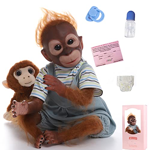 ZIYIUI Reborn Baby Monkey 21 Pulgadas 52 cm Hecho a mano Realista Reborn Pintura Detallada Muñeca de Arte Coleccionable Muñeca Niños Juguetes Regalo