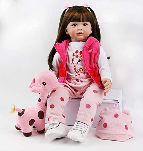 ZIYIUI Reborn Bebé Muñecas 24 Pulgadas 60CM Realista Bebé Reborn Niña Vinilo de Silicona Blanda Hecho a Mano niña pequeño Muñecas Reborn