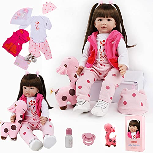 ZIYIUI Reborn Bebé Muñecas 24 Pulgadas 60CM Realista Bebé Reborn Niña Vinilo de Silicona Blanda Hecho a Mano niña pequeño Muñecas Reborn