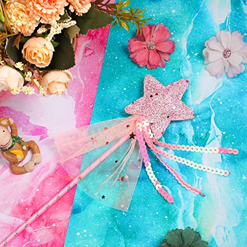 Zomiboo Varita Mágica de Princesa Varita de Hadas Navideñas Accesorios de Disfraz de Hada Estrella Palos de Varitas de Hadas de Ángel para Bodas Cumpleaños Cosplay Juguetes de Juego de Roles