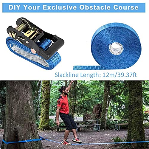 ZZSQ Ninja Warrior Line Obstacle Course Kit Slackline Ninja Line Monkey Bars Kit Árbol Colgando Obstáculos Line Sling Ring para Niños Patio Al Aire Libre