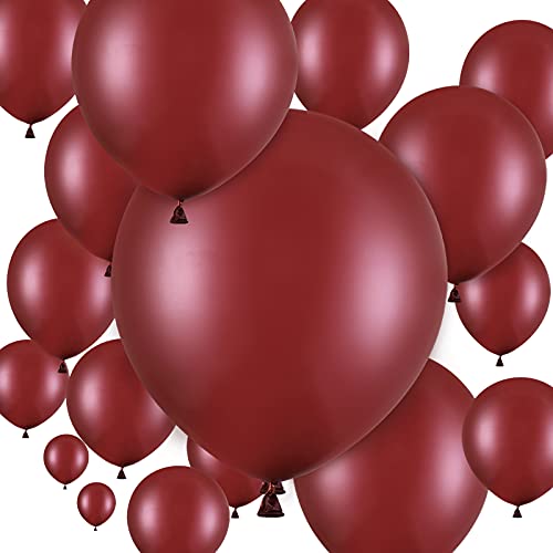 100 Globos de Látex de Fiesta de 18 Pulgadas 12 Pulgadas 10 Pulgadas 5 Pulgadas para Decoración de Fiesta de Globos de Novia Cumpleaños Boda Baby Shower Navidad Halloween (Vino Rojo)
