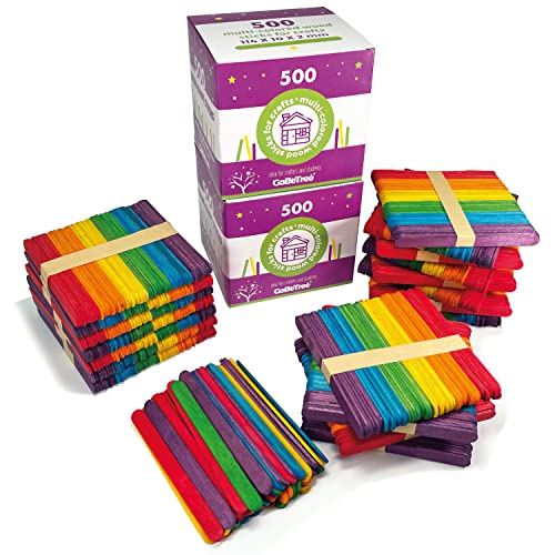 1000 Palitos de Madera de Colores para Manualidades. DIY para Niños y Mayores. Palos de Helado Coloreados en 6 Tonos para Realizar las Construcciones y Manualidades más Espectaculares y Creativas