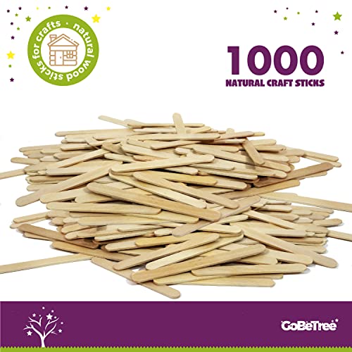 1000 Palitos de Madera para Manualidades con Punta Redondeada. DIY 100% Natural para Niños y Mayores. Palos de Helado para Construcciones, Pintar y Crear sin Límites. Depresores de Madera.