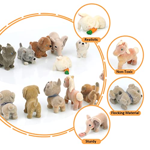12 piezas de figuras de animales de flocado juguetes realistas, adornos de animales, mini juego educativo de aprendizaje, adornos para fiestas de Navidad de cumpleaños