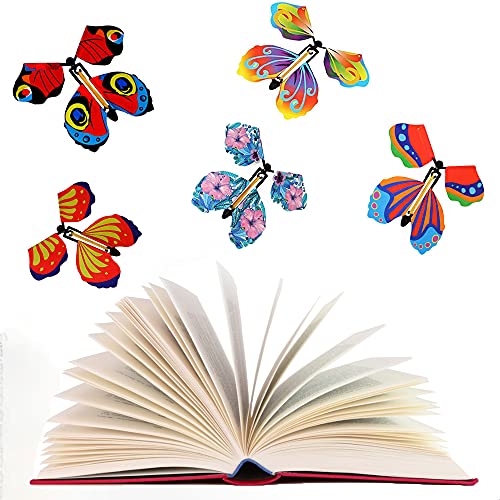 12 Piezas Mariposa Voladora, Regalo Sorpresa de Mariposa, Mariposa Magica Voladora, Banda de Goma Mariposa, Adecuado para Regalos de Cumpleaños, Educación Infantil, Regalos Sorpresa (Color Aleatorio)