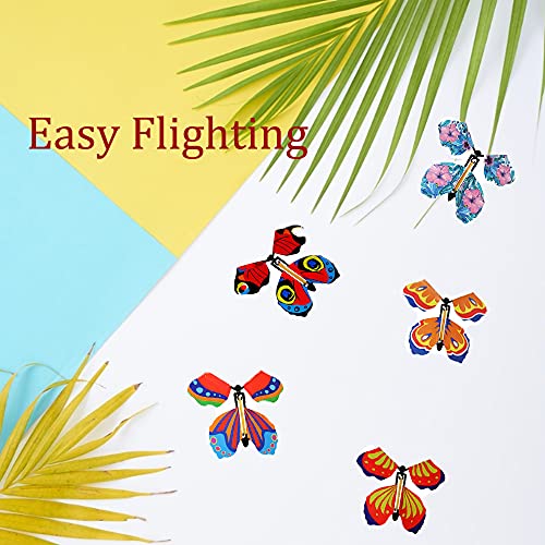 12 Piezas Mariposa Voladora, Regalo Sorpresa de Mariposa, Mariposa Magica Voladora, Banda de Goma Mariposa, Adecuado para Regalos de Cumpleaños, Educación Infantil, Regalos Sorpresa (Color Aleatorio)