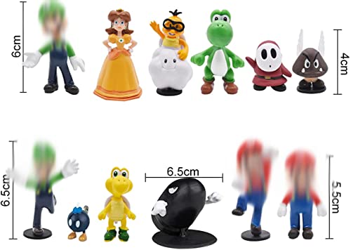 12pcs / Set Toys - Figuras de y Luigi Figuras de acción de Yoshi y Bros Figuras de Juguete de PVC de