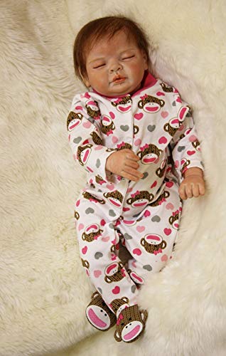 22pulgadas 55cm muñecas Reborn Bebes niñas Silicona Verdadero Baby Dolls Girls Realista Toddler Recien Nacidos Dorm Originales Ojos Cerrados Nino