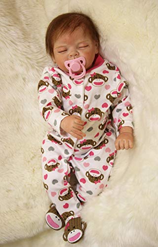 22pulgadas 55cm muñecas Reborn Bebes niñas Silicona Verdadero Baby Dolls Girls Realista Toddler Recien Nacidos Dorm Originales Ojos Cerrados Nino