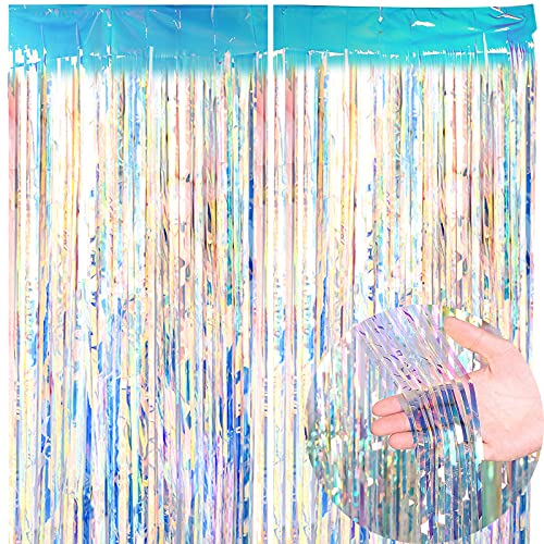2pcs Cortina Brillante Metálica Fiesta 2mx1m Infantil Unicornio Cortina Oropel Decorativa Flecos Photocall Bautizo Boda Cumpleaños Pared Ventana Hogar
