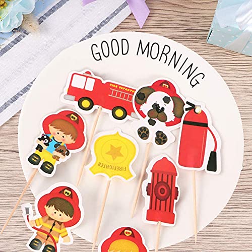 48 Piezas Adorno Cupcake Camión, Bomberos Cupcake Toppers, Bombero Cupcake Decoración, para la Escuela, la Fiesta de Cumpleaños, el Hotel, el Restaurante, la Reunión Club