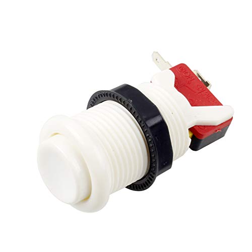 6x Americano Estilo Estándar Botones Arcade Switches conmutables tipo Happ de 30mm Terminales de 187 "(4.8 mm) Jamma Mame Kit (Blanco)