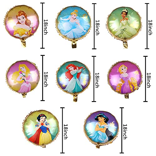 8PCS Princesa Globo, Globos de cumpleaños,Globos de Aluminio, Decoraciones de cumpleaños para niñas, Puede Usar para cumpleaños, Bodas, 18 Pulgadas